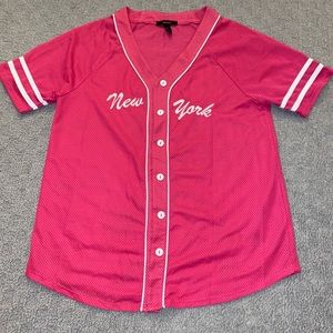 New York Baseball Themed Jersey, Pink, Juniors